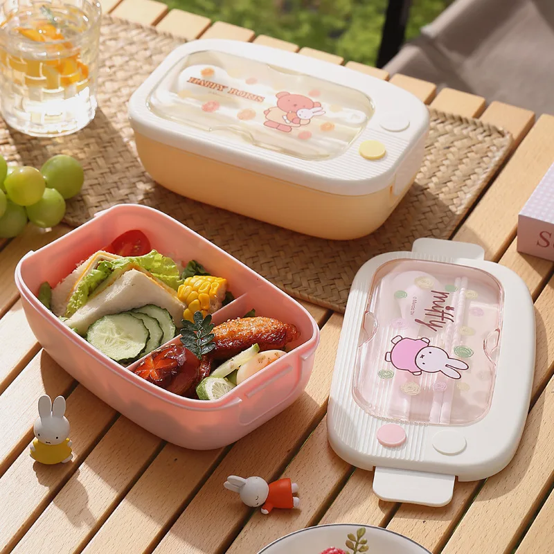 Food Storage Containers - Niedliche Miffy Einlagige Plastik-Lunchbox, Tragbarer Mikrowellengeeigneter